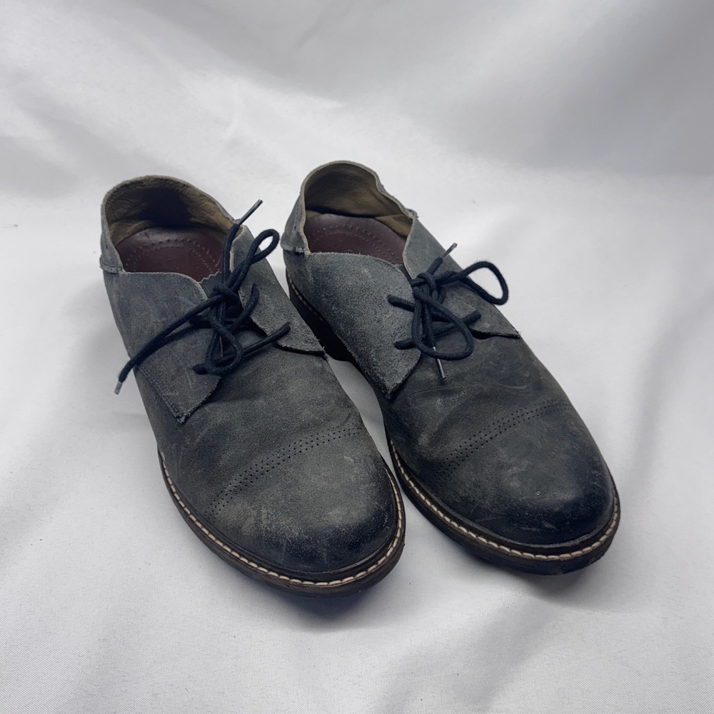 Olukai Walino Oxford Mens 9.5 Grey Leather Cap Toe Rugged Coastal Aesthetic